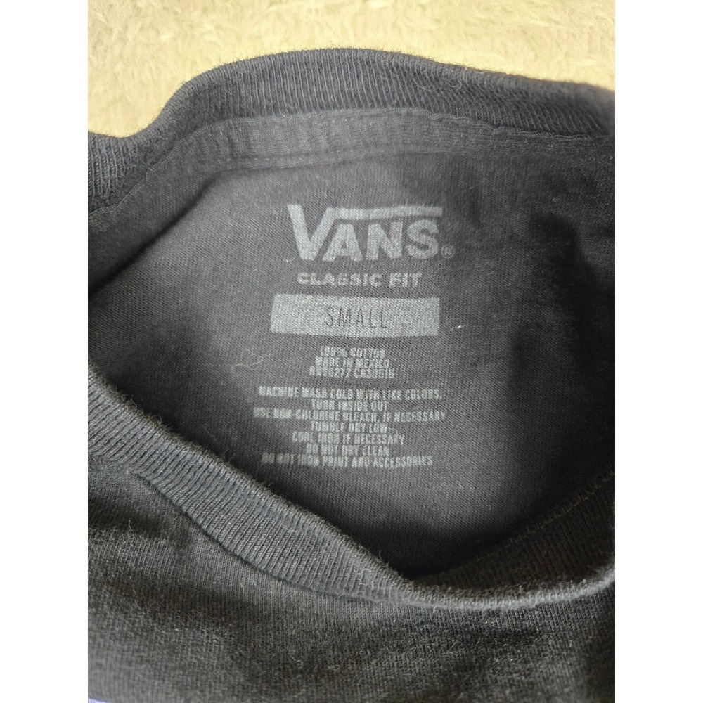 Vans Classic Fit Long Sleeve T Shirt Mens Small Graphic Wizard Moon Print Black - Picture 4 of 12